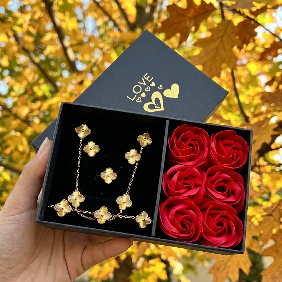Set de Joyas van cleef con Estuche Romántico